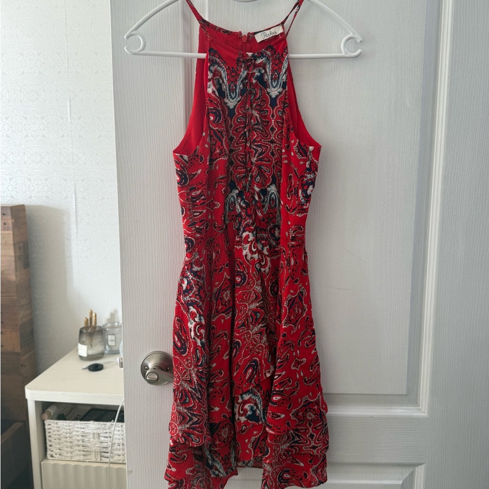 Parker Red Paisley Halter Mini Dress
